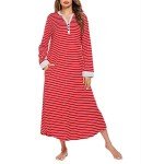 Ekouaer V Neck Loose Nightgown with Pockets