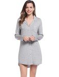 Amorbella Women's Plus Size Button-Up Sleep Shirt