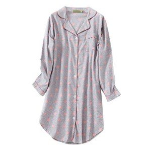 Shymay Women's Grey Flannel Long Sleeve Nightgown