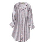 Shymay Women's Grey Flannel Long Sleeve Nightgown