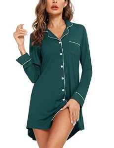 Green V-Neck Long Sleeve Women’s Nightshirt XXL