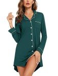 Green V-Neck Long Sleeve Women’s Nightshirt XXL