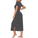 Cozy Short Sleeve Striped Nightgown for Women