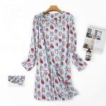 FEOYA Women's Comfy Long Sleeve Nightshirt in Blue
