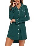 Green V-Neck Long Sleeve Women’s Nightshirt XXL