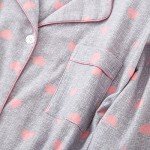 Shymay Women's Grey Flannel Long Sleeve Nightgown