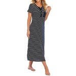 Cozy Short Sleeve Striped Nightgown for Women