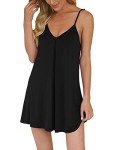 Women's V Neck Loose Sleepwear Nightgown - Black