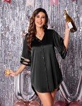 Ekouaer Women's Satin Button Down Sleepshirt