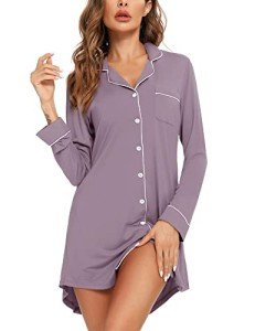 Cozy Plaid Long Sleeve Sleep Shirt for Women