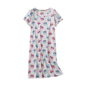 Women's Casual Cotton Printed Short Sleeve Nightgown