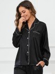 AUECK Women's Silk Pajama Set - Classic Black