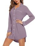 Cozy Plaid Long Sleeve Sleep Shirt for Women