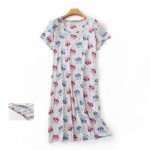 Women's Casual Cotton Printed Short Sleeve Nightgown