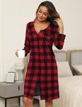 Cozy Women's Red Plaid V-Neck Nightgown