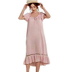 SINGINGQUEEN Women's Pink Cotton Nightgown Pajamas