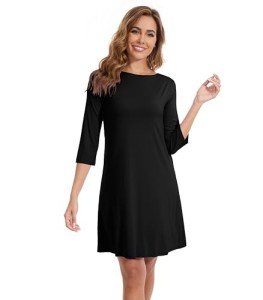WiWi Women's Bamboo Viscose Nightgown - Black