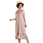 SINGINGQUEEN Women's Pink Cotton Nightgown Pajamas