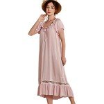 SINGINGQUEEN Women's Pink Cotton Nightgown Pajamas