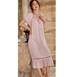 SINGINGQUEEN Women's Pink Cotton Nightgown Pajamas