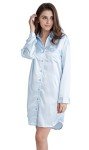 Light Blue Satin Long Sleeve Sleep Shirt