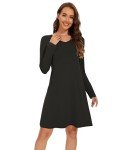 Soft Bamboo Viscose Long Sleeve Nightgown - Black