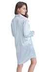 Light Blue Satin Long Sleeve Sleep Shirt