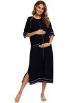 Alunsito Women's Short Sleeve Nightgown with Pockets