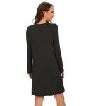 Soft Bamboo Viscose Long Sleeve Nightgown - Black