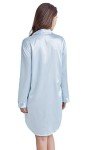 Light Blue Satin Long Sleeve Sleep Shirt
