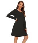 Soft Bamboo Viscose Long Sleeve Nightgown - Black