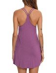 Anjue Women's Satin Button Down Nightgown - Dark Purple