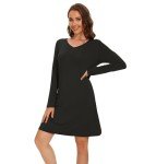 Soft Bamboo Viscose Long Sleeve Nightgown - Black