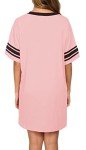Pink Short Sleeve V-Neck Cotton Nightgown for Women