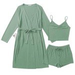 Ekouaer Women's 3-Piece Lounge Set in Green