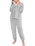 Cozy Fluffy Pajama Set for Women in Grey