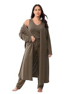 Plus Size 3-Piece Cardigan and Pants Set