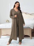 Plus Size 3-Piece Cardigan and Pants Set