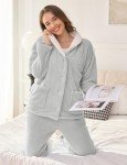 Cozy Fluffy Pajama Set for Women in Grey
