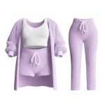 Cozy Women's Fuzzy 4-Piece Lounge Set - Light Purple