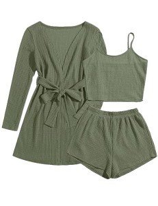 Ekouaer Women's Soft 3-Piece Lounge Set - Army Green
