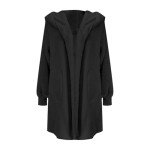 Black Oversized Hoodie Cardigan with Pocket for Women