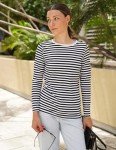 Zeagoo Long Sleeve Shirts for Women Trendy 2024 Fall Stripe Shirt Basic Clothing Casual Crewneck Tops