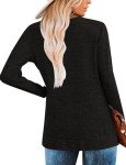 Zeagoo Black Casual Black Tops for Women 2024 Casual Long Sleeve Tunic Tops for Women V Neck Fall Shirts Women Loose Pullover Tops Black Large