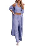 Cozy 3-Piece Women's Pajama Set in Purple