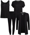 Cozy 4-Piece Women's Pajama Set in Deep Black