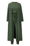 3-Piece Women's Knit Lounge Set - Army Green