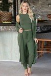 3-Piece Women's Knit Lounge Set - Army Green