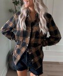 Zeagoo Button Down Plaid Shirt for Women Lightweight Flannel Shirt Collared Checkered Button Down Blouses Yellow Black M