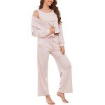 Cozy Women's 3-Piece Knit Pajama Set - Light Pink
